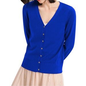 BCBGMaxAzria Royal Blue V-Neck Cardigan